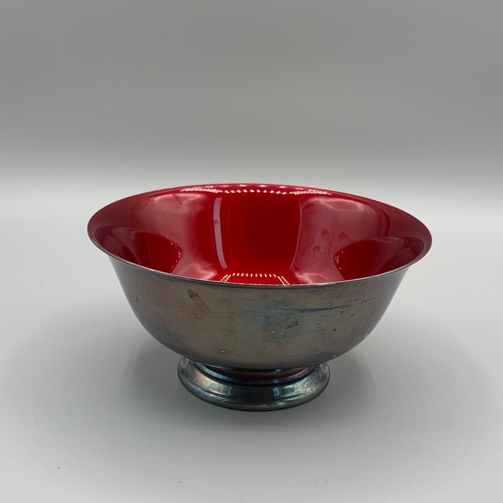 Vintage Small Silver Teed & Barton 102 Bowl Red Lacquer Bowl